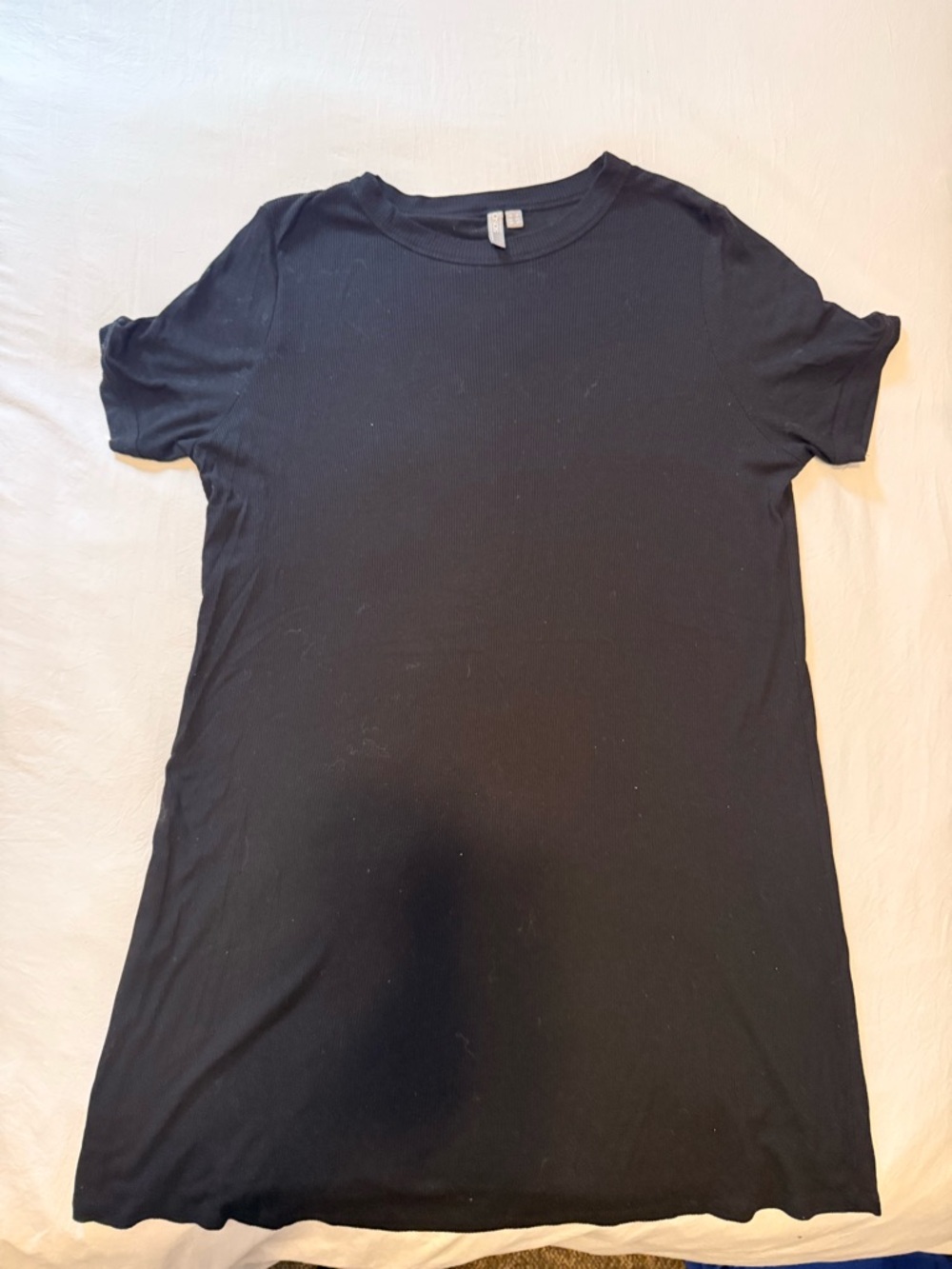 ASOS Black Ribbed Short Sleeve Tee Dress - Picture 1 of 3